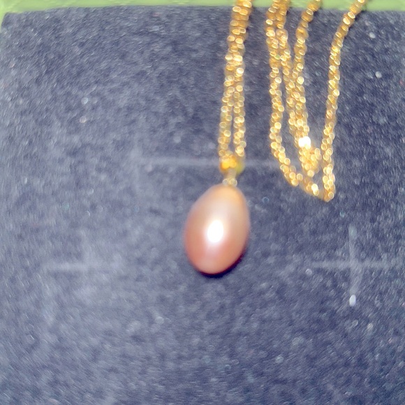 18KT Solid Gold Pink Freshwater Pearl 17” Necklace - Picture 7 of 8